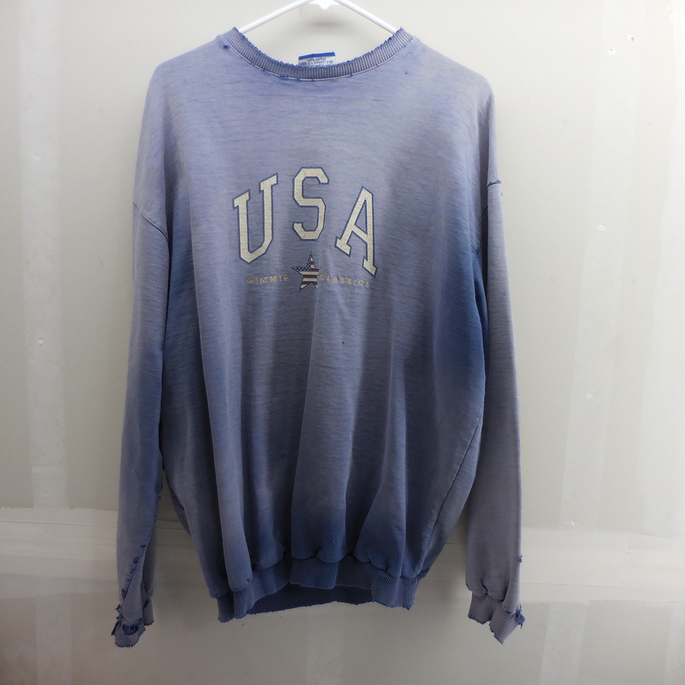 Vintage Gimmie International USA Classics Sweatshirt Distressed Blue Cotton XL